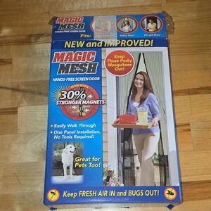 Magic Mesh Hands-Free Screen Door Mesh Panel Black 83x39in Single Sliding RV
